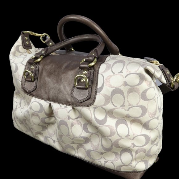 COACH Tote Bag Brown & Beige Signature COACH Logo Canvas, LIKE NEW - Picture 5 of 9